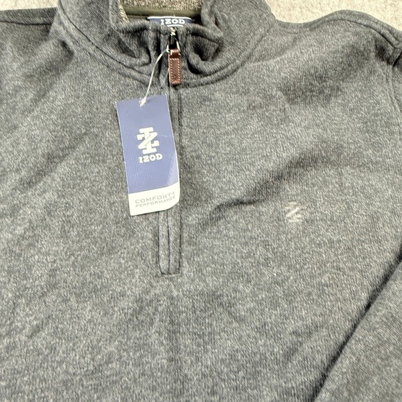 NWT IZOD Men's Charcoal Gray Thermal Soft Quarter Zip Pullover Sweater Size L - Picture 7 of 10